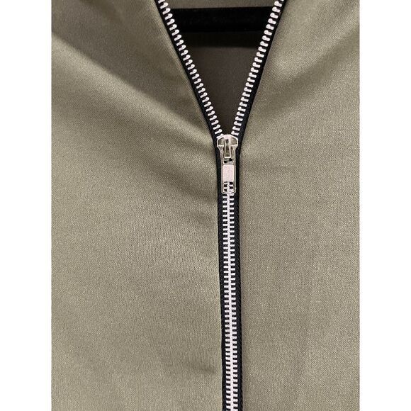 boohoo Women's Long Sleeve Zip up Casual Bomber Jacket Olive Green Size 4 - Picture 2 of 5